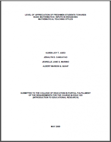 Thesis for master of education