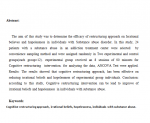 Education - Effectiveness Off The Cognitive Restructuring Approach On Irrational Believes And Hopelessness In Individuals With Substance Abuse Disorder