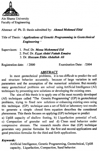 Abstract in a dissertation proposal